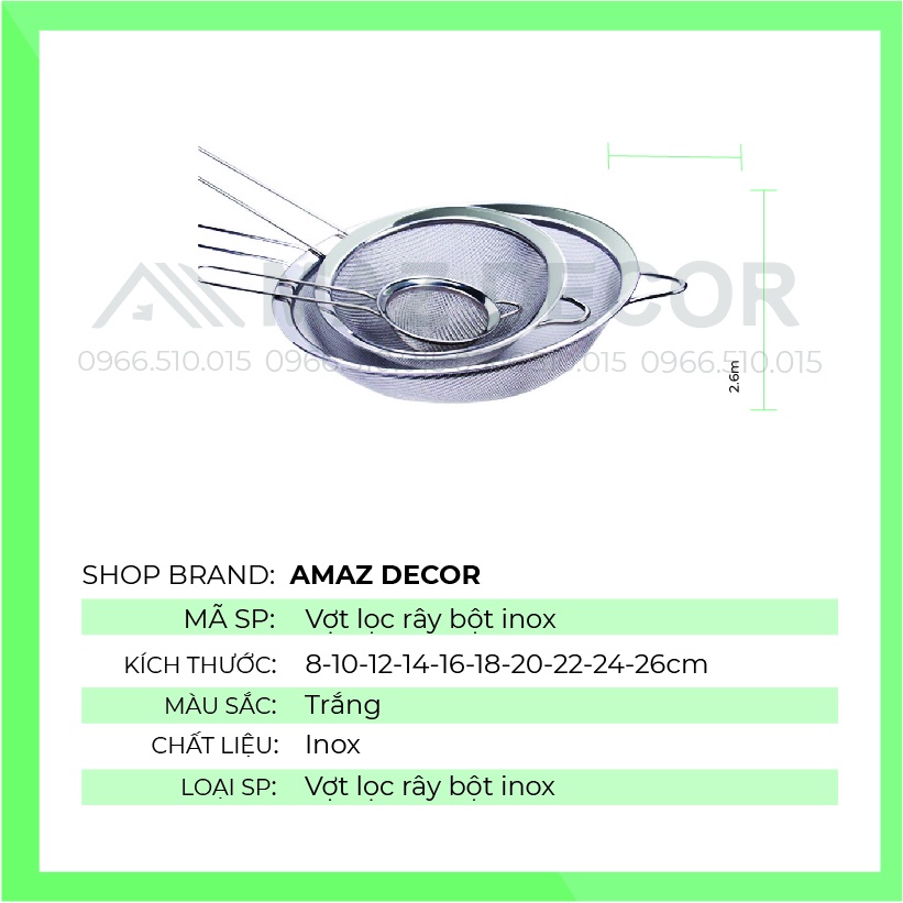 SALE GIÁ SỈ Vợt Rây bột inox lọc trà cafe có tay cầm làm bánh vắt chanh inox - Dụng Cụ Lọc Bột Rây Lọc Sifter Lưới Lọc