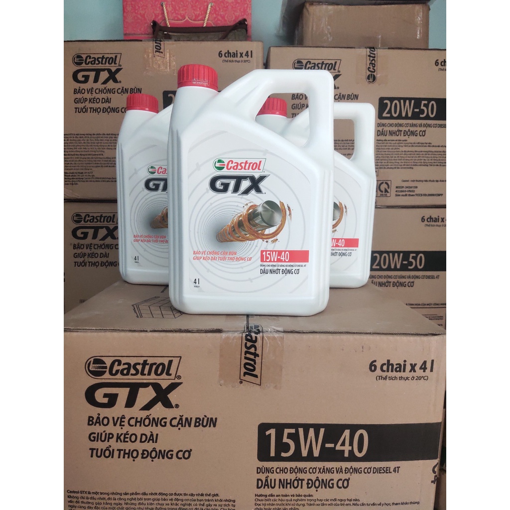 Nhớt Ô Tô Castrol GTX 15W40 - can 4 lít - phù hợp cho cả động cơ xăng và động cơ dầu diesel