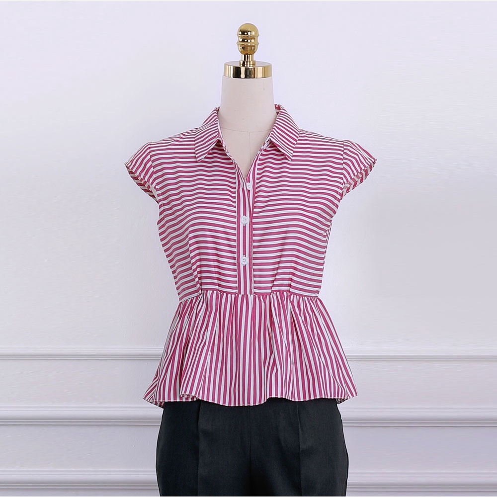 Áo sơ mi nữ tay bèo, chun eo nữ tính, vạt xòe, cổ nam châm, hàng thiết kế cao cấp TK Fashion - SMK764
