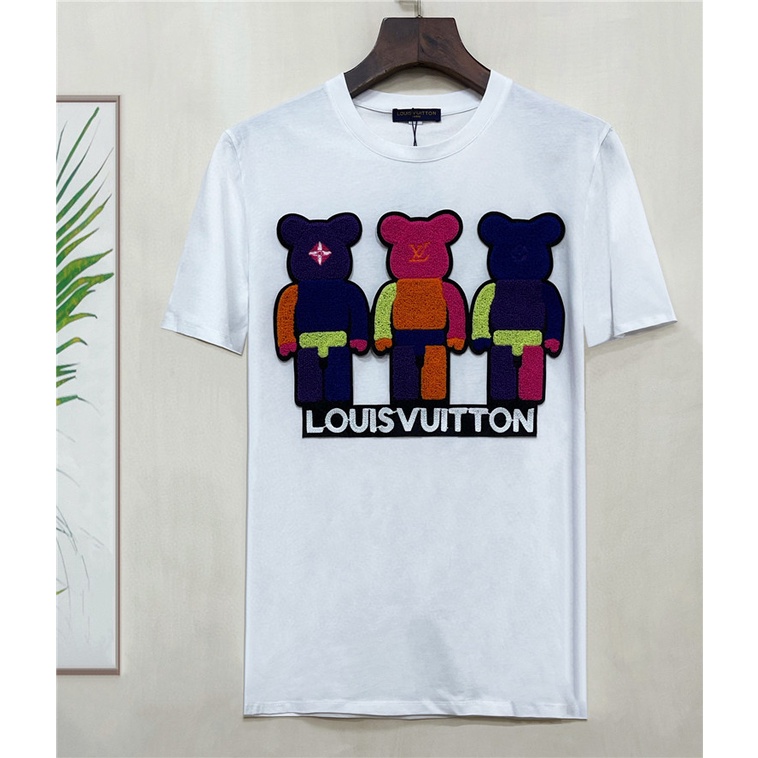 Áo Thun Cotton Tay Ngắn Thêu Họa Tiết Hoạt Hình Thời Trang Mùa Hè L0uis Vu1tt Size S-4XL