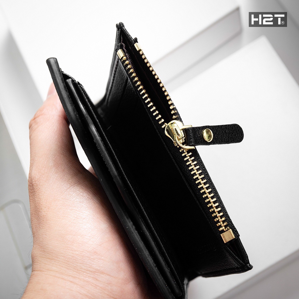 Ví Da Ngắn Cao Cấp Đen Baborry Black H2T 1458