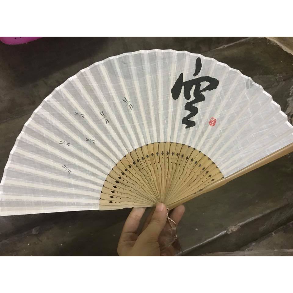 ( 100 ) Quạt cổ phong dây tuyến phúc trắng quà tặng trang trí đẹp cosplay phong cách cổ trang trung quốc