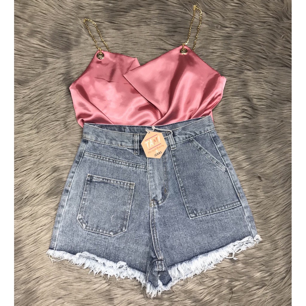 [Mã FAMAYWA giảm 10K đơn 50K] Áo 2 dây phi lụa cổ đổ dây xích khoen tròn cực xinh xinh | BigBuy360 - bigbuy360.vn