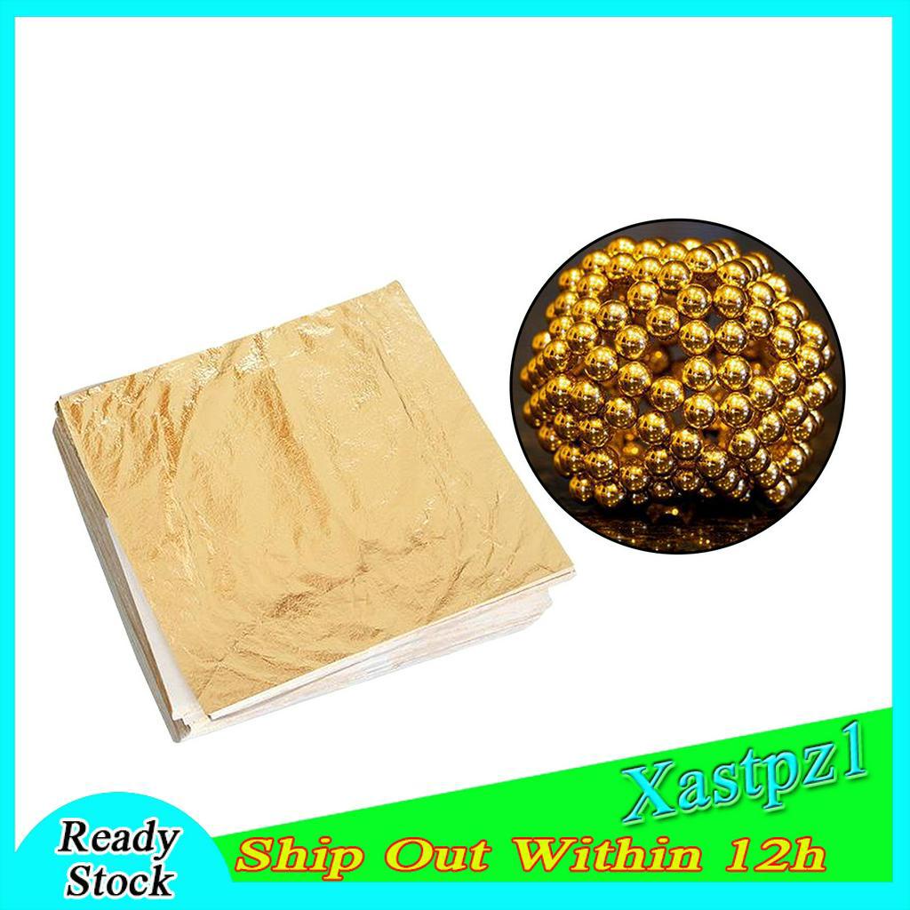 100 Miếng Giấy Mạ Vàng 14x14cm Dán Nghệ Thuật Thủ Công