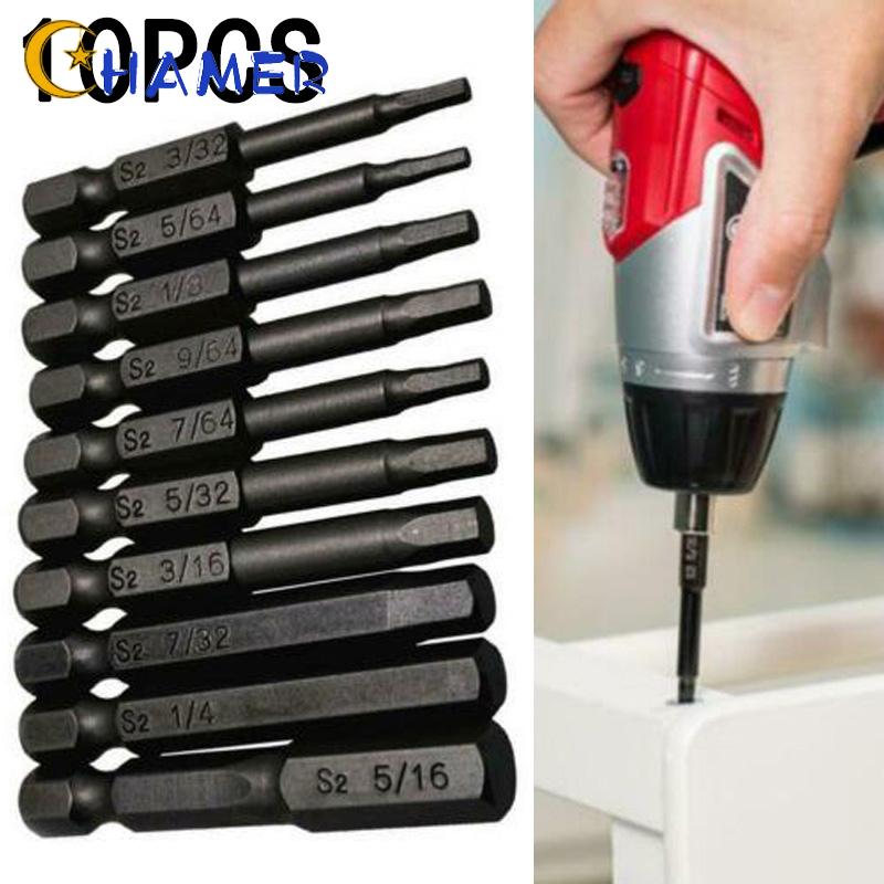Bộ 10 đầu tua vít lục giác gắn máy khoan cầm tay