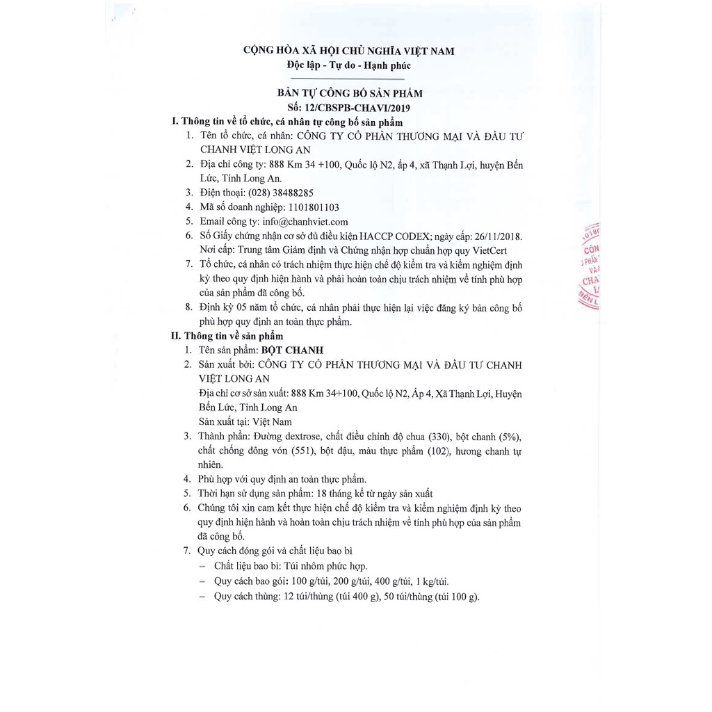 Bột chanh Chavi 400gr