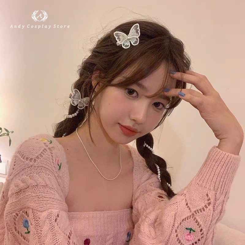 [CÓ SẴN] Kẹp tóc dây tua rua đính ng.ọc trai