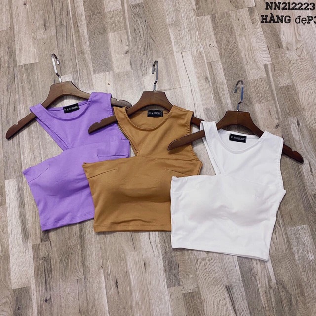 Áo croptop chéo vai có mút ngực