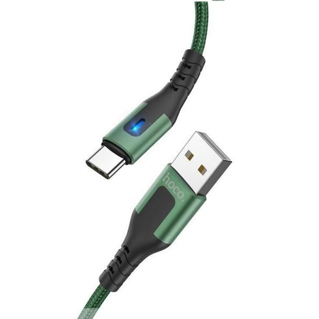Cáp sạc nhanh 3A Hoco DU08 Type-C vải dù chống đứt có đèn Led cho Android dài 1M