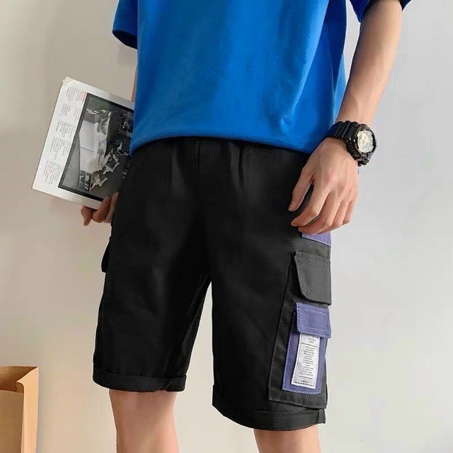 Quần Short Kaki Ngố Túi Hộp Phối IN Unisex nam nữ phong cách ulzzang Trẻ Trung Năng Động Cá Tính QSN4 Zalofa