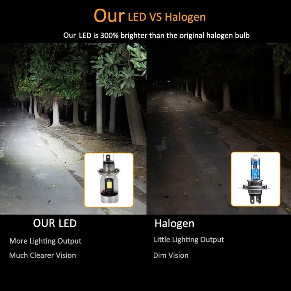 Đèn Pha LED H4 BA20D HS1 H6 12-80V Ánh Sáng Xanh / Đỏ Dành Cho Xe Máy