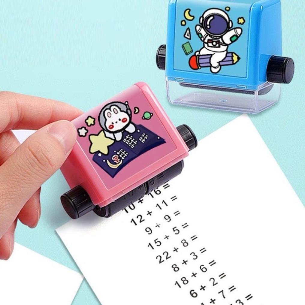 Máy in phép tính cho bé con lăn phép tính tự động cộng trừ giúp các bé phát triển tư duy toán học tặng kèm lọ mực