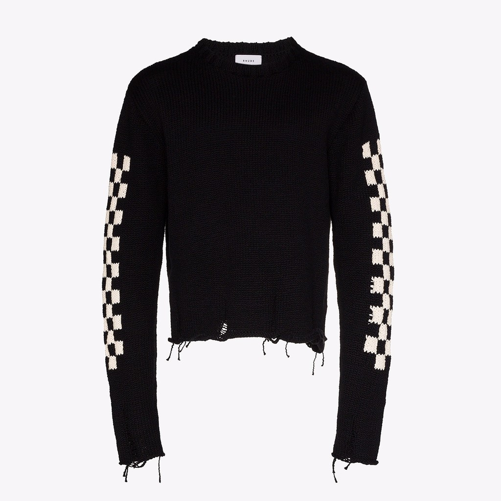 Áo len RHUDE check sleeve sweater fw20