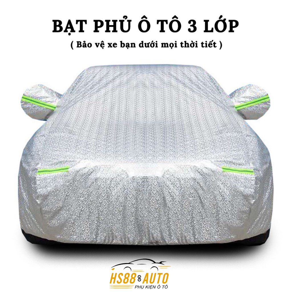 Bạt phủ xe ô tô, Bạt Trùm ô tô 3 lớp tráng Nhôm Chống Xước, Chống Nắng, Chống Mưa Cho Xe Hơi - Hàng loại dầy cao cấp