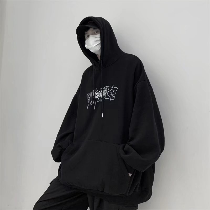 Áo Hoodie Dài Tay Dáng Rộng In Chữ Đơn Giản Thời Trang Hàn Quốc Dành Cho Nam Unisex Bigsize Hoodie