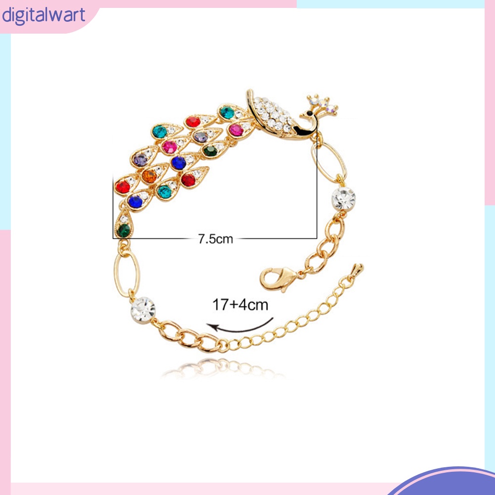 Vòng Đeo Tay Kim Loại Hình Chim Công Đính Đá Vintage Cho Nữ