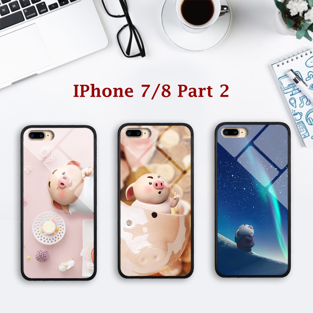 Bộ ốp lưng iphone kính hình heo cực kì dễ thương cho điện thoạị iphone 7/8 7plus/8plus part 2 mã từ 21-37