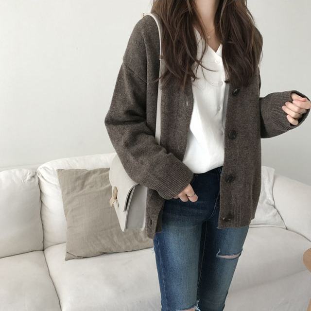 Áo cardigan dáng rộng màu sắc ngọt ngào cho nữ