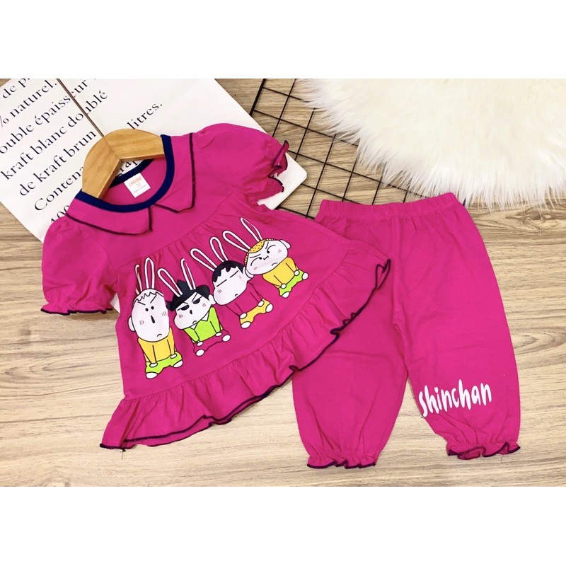 bộ ngố bé gái thun bozip vải hàng xuất(size 23-37kg)