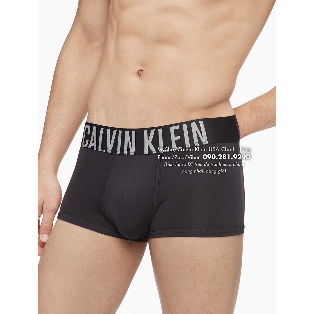 (Bill Mỹ Chính Hãng size M) Quần đen boxer nam cạp chữ to (22), Intense Micro Low Rise - Calvin Klein USA