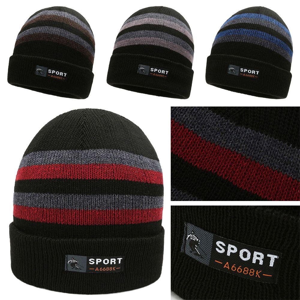 Lay Mũ Beanie Dệt Kim Kẻ Sọc Màu Trơn Dễ Thương Chất Lượng Cao Cho Nam Và Nữ