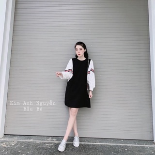 Váy suông phối tay sơ mi