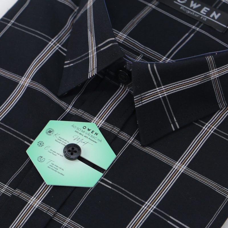 Áo sơ mi dài tay Nam Owen Bạc hà Regular Fit Đen trắng nâu - AR22634DT