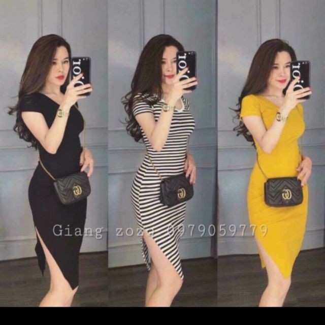 ĐẦM BODY DÁNG DÀI XẺ TÀ 💖FREESHIP💖 ĐẦM THUN XẺ TÀ CỔ TIM TÔN DÁNG NHIỀU MÀU