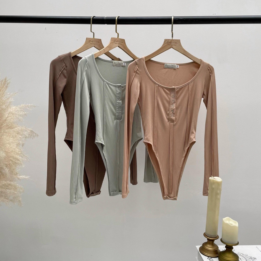 ▦❐▦BODYSUIT THUN GÂN TAY DÀI ĐÍNH CÚC BẤM C2220 | BigBuy360 - bigbuy360.vn