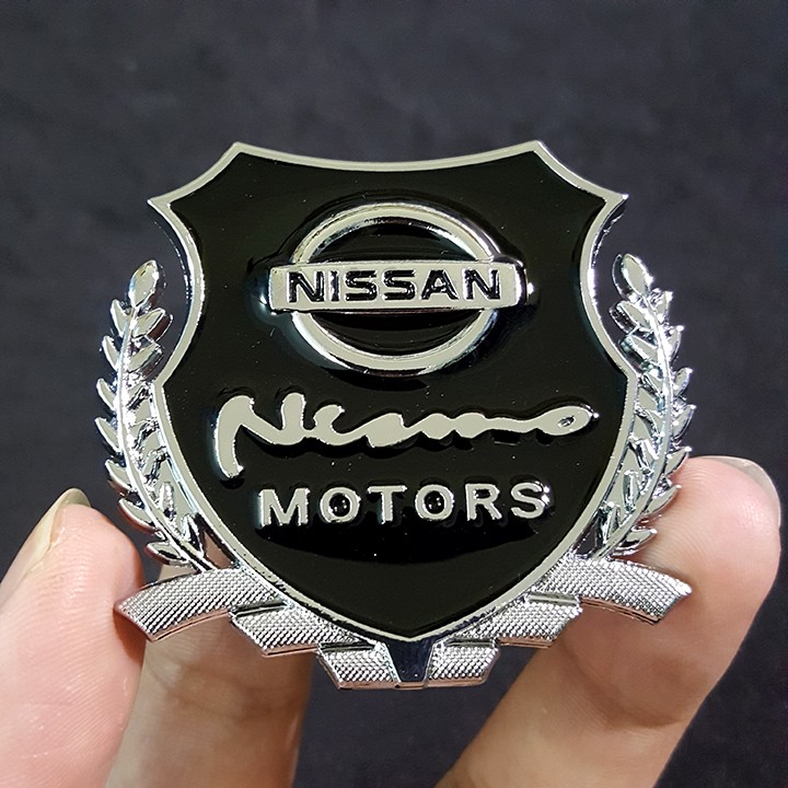 Bộ 2 miếng dán logo kim loại chữ NISSAN bông lúa