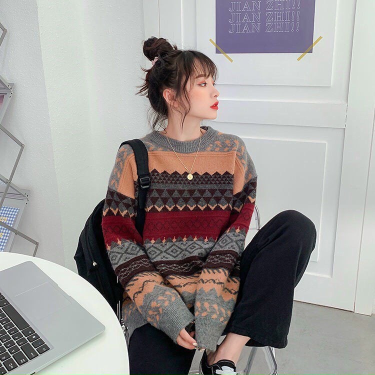 [HÀNG ĐẸP] Áo len nữ thổ cẩm xinh xắn mặc ấm phong cách trẻ trung kiểu dáng Hàn quốc A472 SUTANO | BigBuy360 - bigbuy360.vn