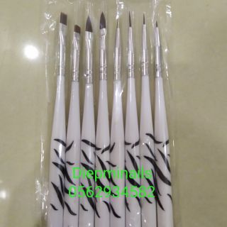Bộ cọ trắng phẩy đen vẽ bột vẽ Gel bộ 7 cọ