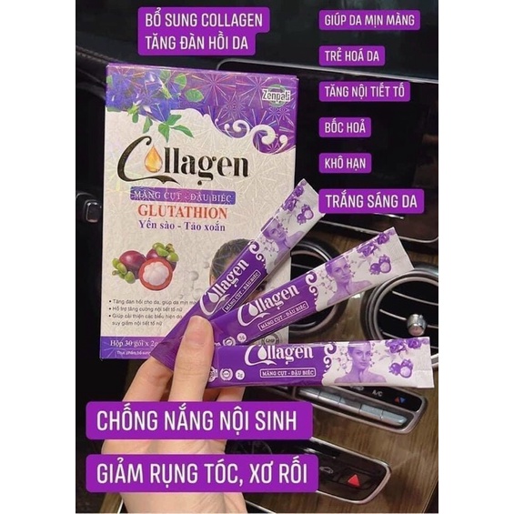 Collagen Zenpali Măng cụt Đậu biếc - Cốm uống đẹp da hộp 30 gói