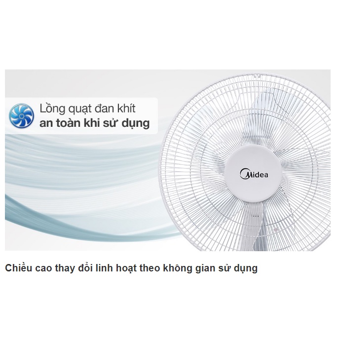 Quạt đứng Midea FS40-15DR 12 chế độ gió có  thiết kế sang trọng, làm từ chất liệu nhựa cao cấp, ít bám bụi, dễ vệ sinh