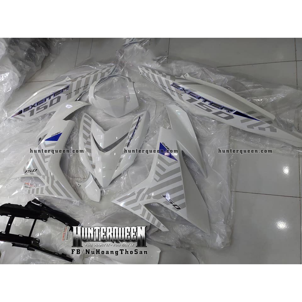 Tem Exciter 150. Tem RC 2016, xe trắng, tem xanh GP-bạc. Thay đổi màu sắc và chi tiết theo yêu cầu. Sắc nét, bền màu