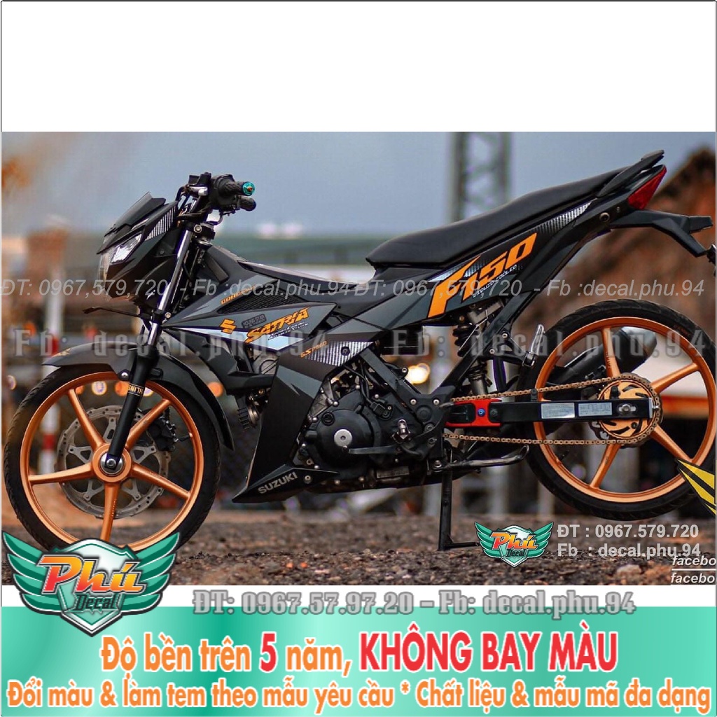 Tem Rời Satria cam đen nhám (K) -1