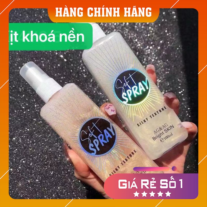 Xịt khoáng ❤️FREESHIP❤️ Xịt khoáng khóa nền ánh nhũ AG & AG giữ lớp trang điểm,khóa makeup dưỡng da, cấp ẩm, làm trắng