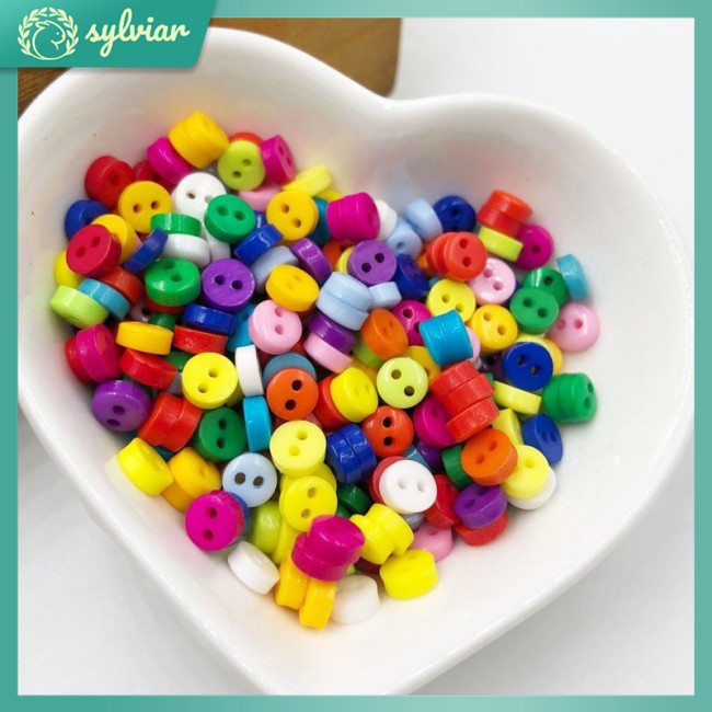 Set 200 Cúc Áo Nhựa Mini 6mm Nhiều Màu Sắc Dùng Để Trang Trí Đồ Thủ Công