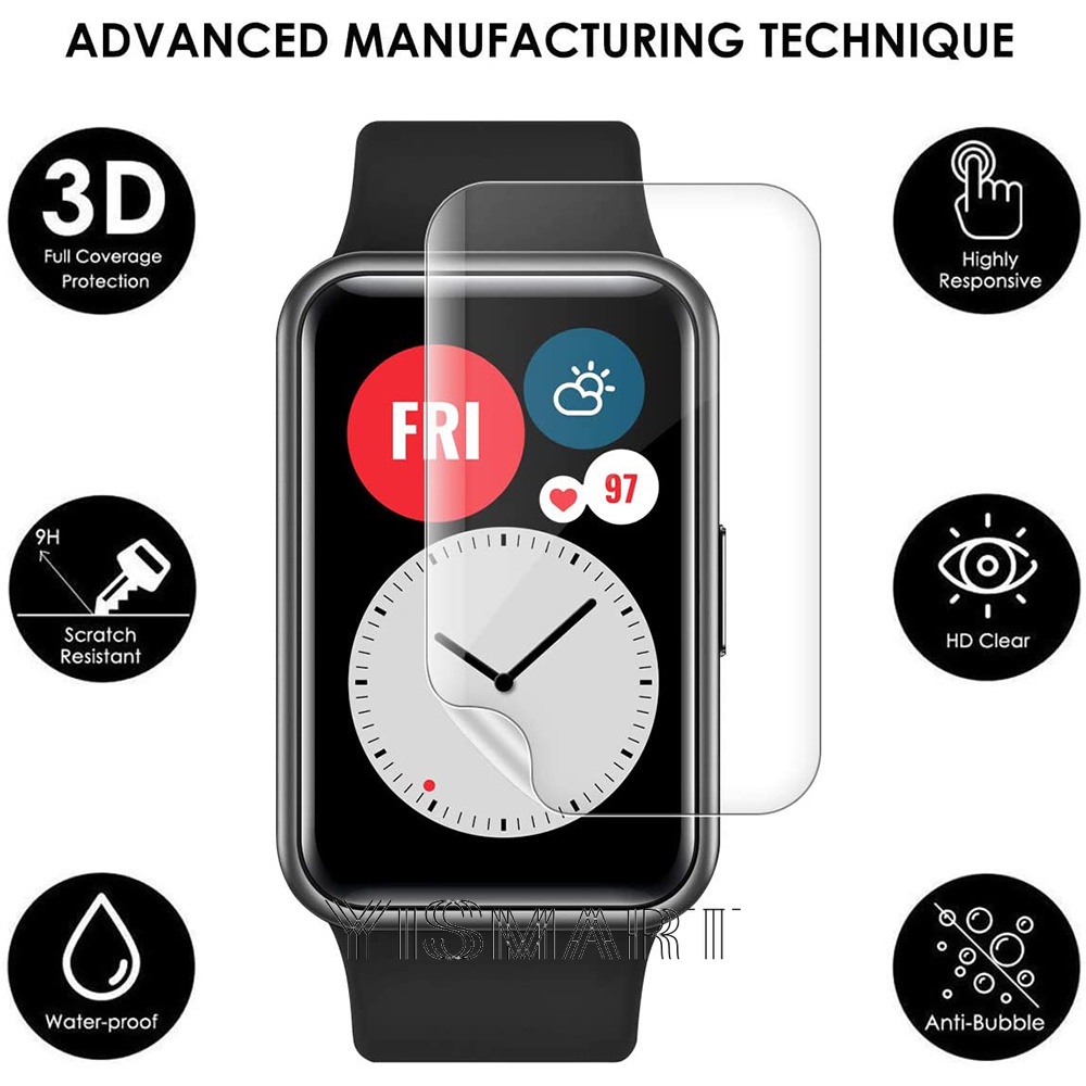 Miếng Dán Màn Hình Cong 3D HD Bằng TPU Mềm Trong Suốt Bảo Vệ Toàn Diện Cho Đồng Hồ Huawei Watch Fit / Fit Mini
