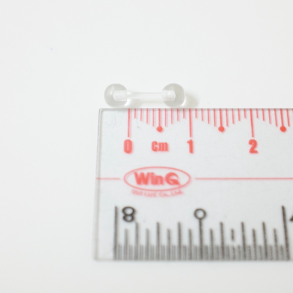 [1 Chiếc] Khuyên Tai Titan Unisex 2 Đầu Bi Trong Suốt Nhựa Không Gỉ Sét Không Ngứa Bông Tai Julies Box 66