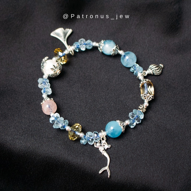 Vòng tay aquamarine charm bạc 925 patronus