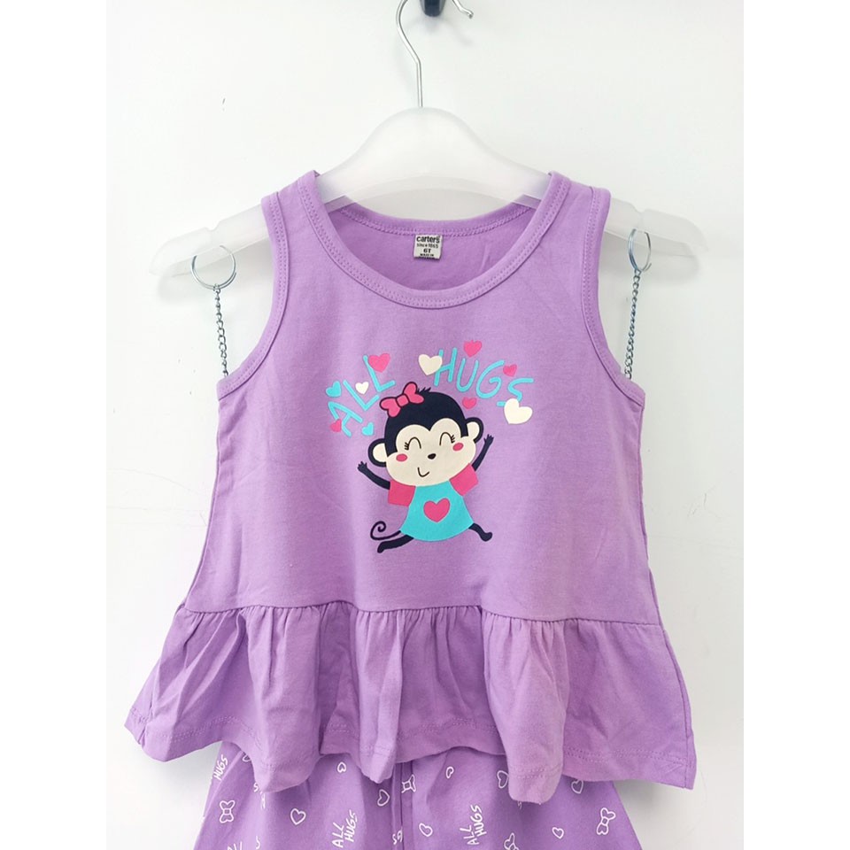 Đồ bộ cotton giấy giải nhiệt mùa hè size cho bé gái 8-22kg - Ninedra