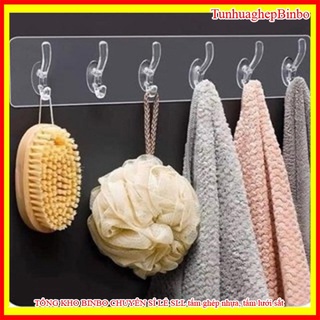 [HOT HOT]MÓC DÁN TƯỜNG 6 MÓC - Thanh 6 móc treo đồ dán tường siêu dính chịu lực đa năng trong suốt