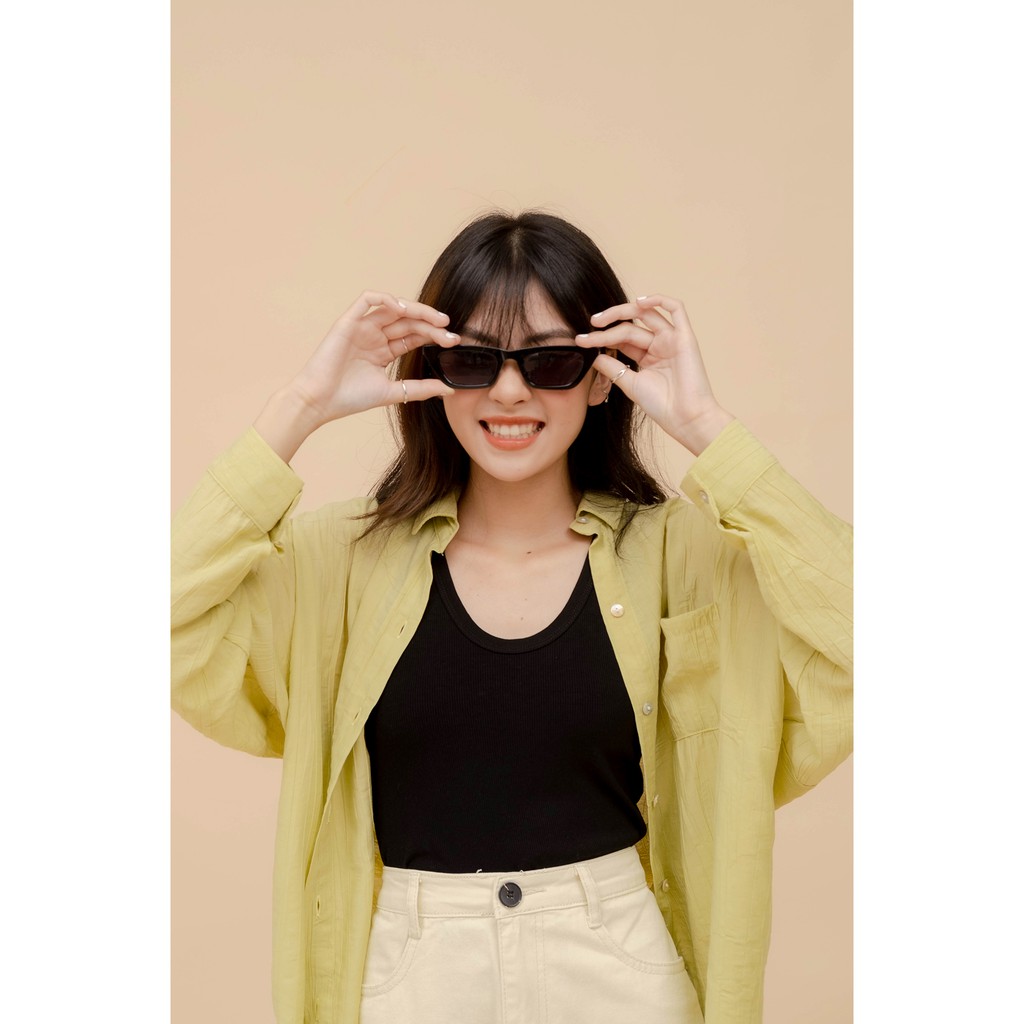 Áo somi oversize voan lụa LEN clothing màu vàng 801300