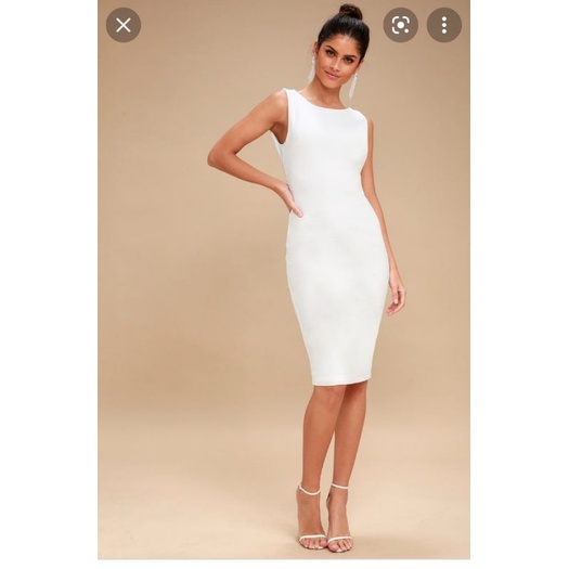 Đầm công sở Only trắng VNXK phối dây belt kim loại đầm body hai dây cộc tay xuất khẩu dư xịn