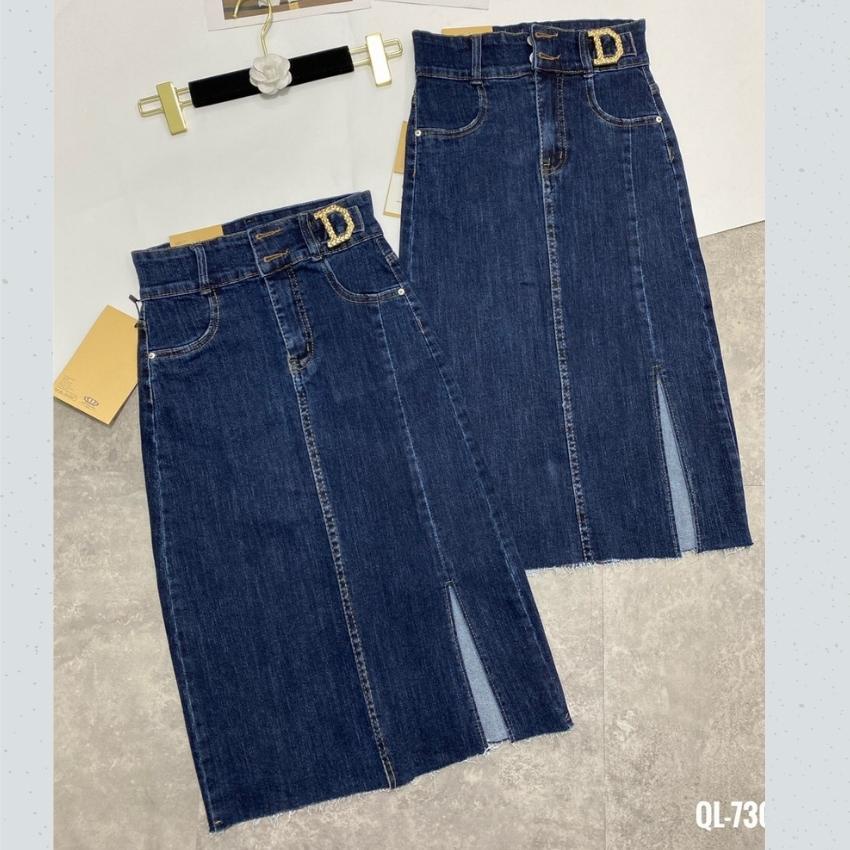 Chân váy jean dài Jeanny Jeans chữ a lưng cao co giãn 4 chiều chân váy bò nâng mông qua gối  188