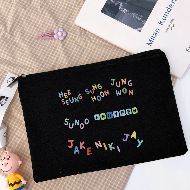 ❤Bút Chì enhypen ❤ Túi Đựng Bút Bằng Vải canvas In Hình Thời Trang Ốp