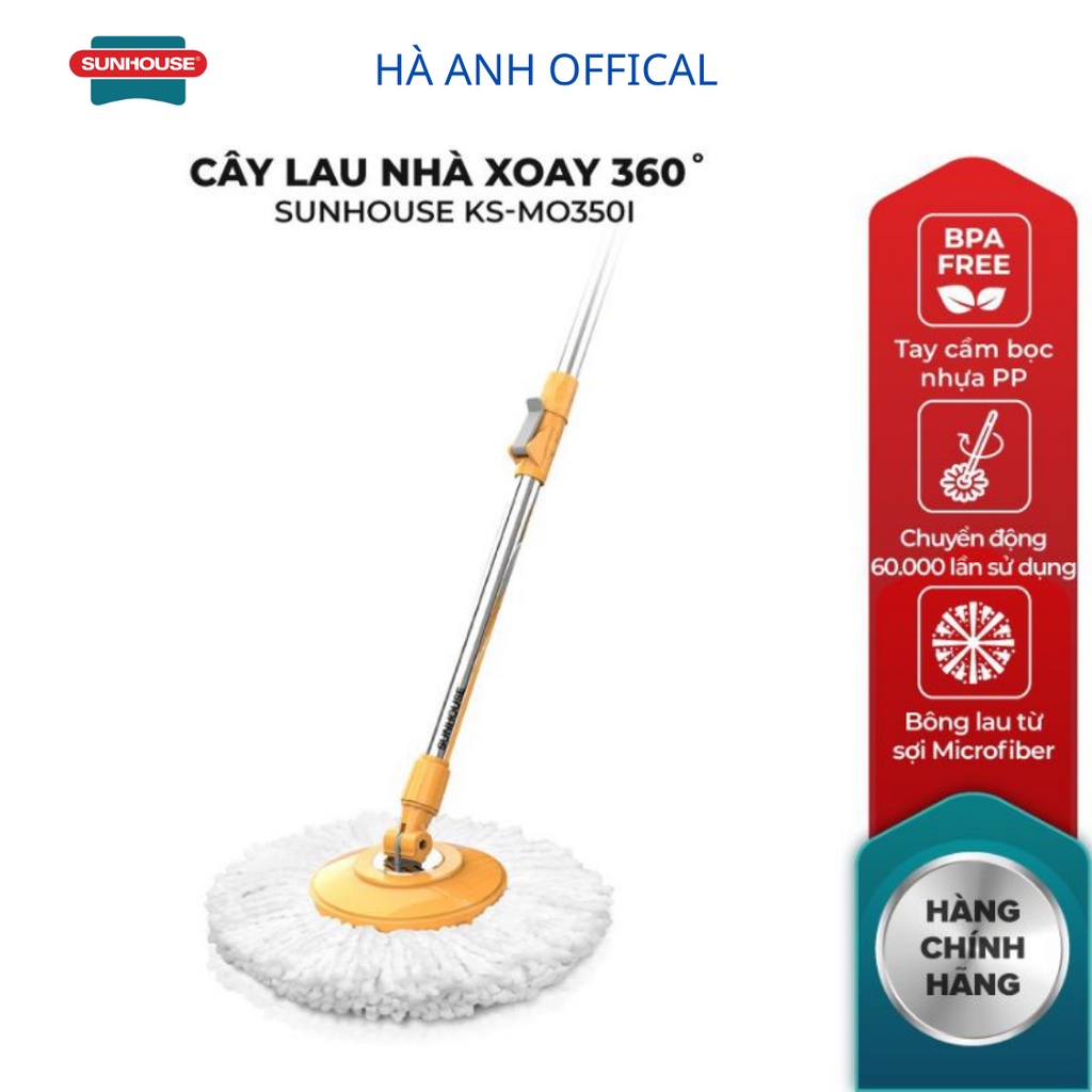Cây lau nhà xoay 360 độ Sunhouse - Model KS-MO350I