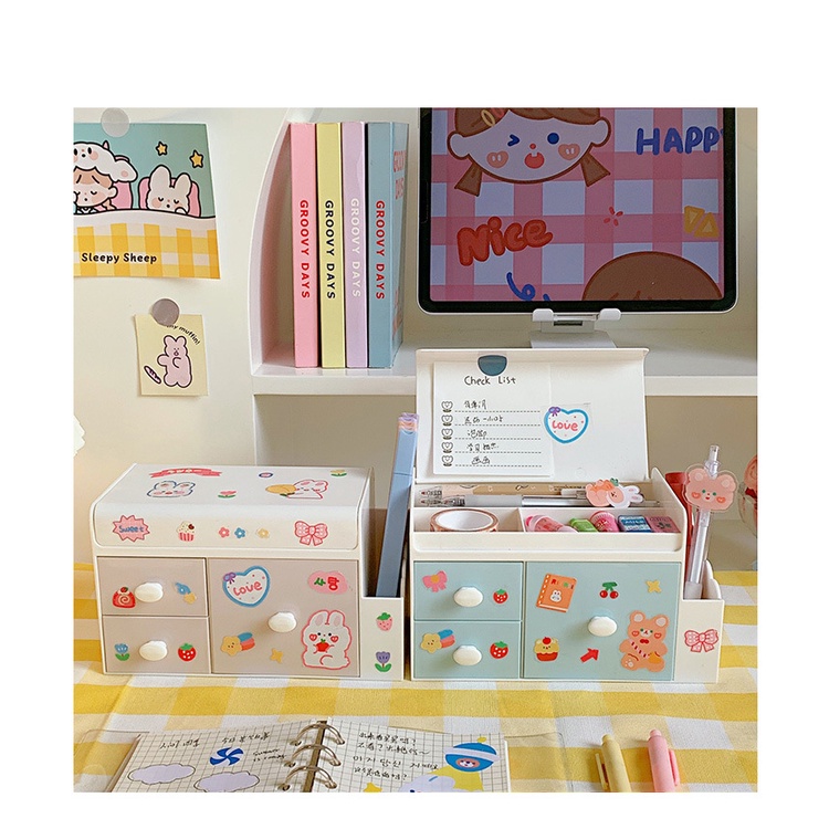 Kệ đa năng trắng xanh có nắp đậy như hình 🌈