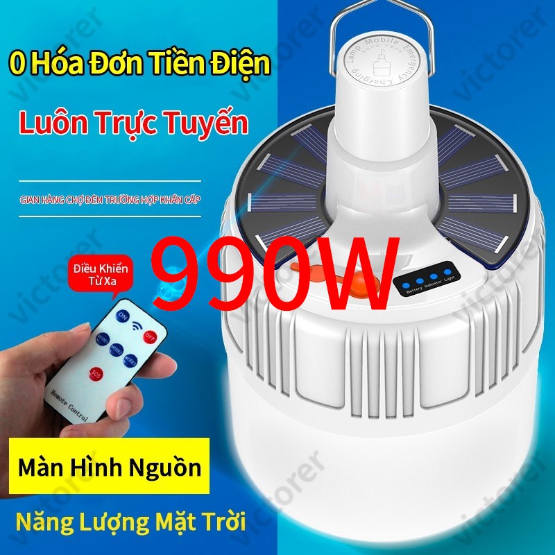 Bóng đèn LED năng lượng mặt trời điều khiển từ xa với 5 chế độ sạc được